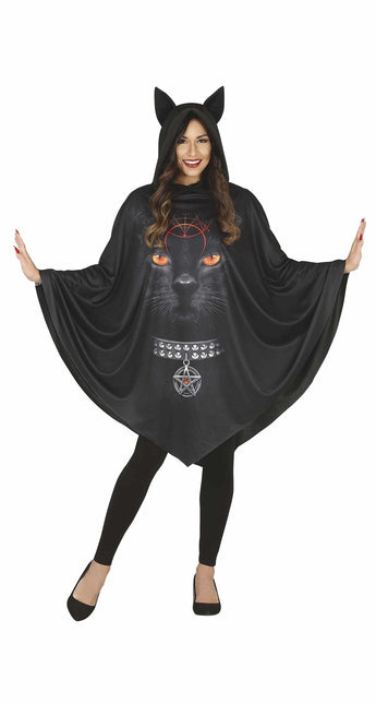 Poncho de Halloween Gato Señoras
