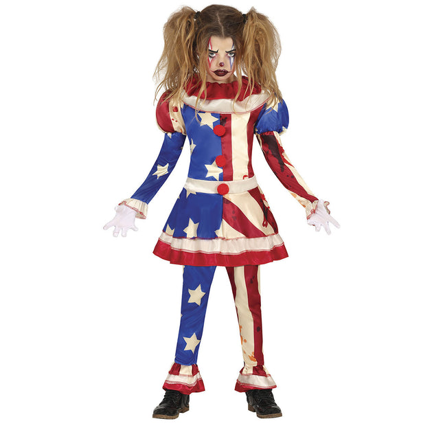 Horror Payaso Disfraz Halloween Niña Azul Rojo