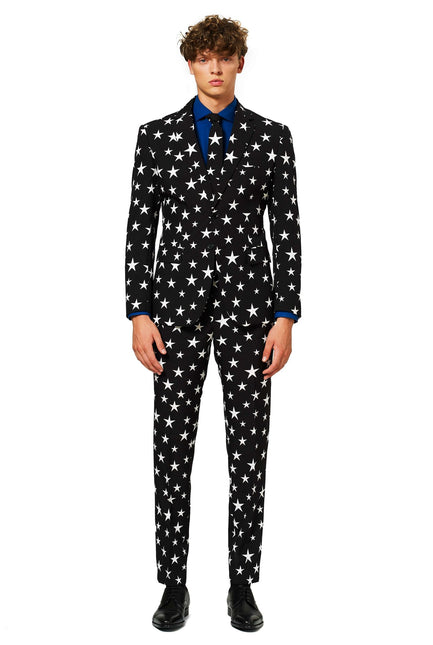 Traje Negro Blanco Estrellas Hombre <tc>OppoSuits</tc>
