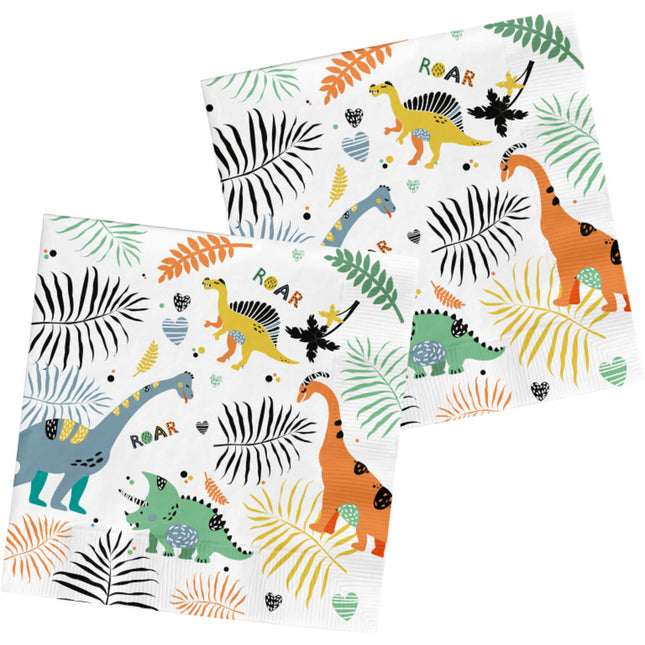 Servilletas Dino de Colores 33cm 20uds.