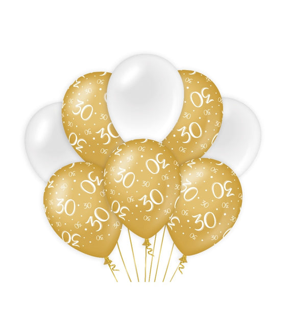 Globos 30 Años Oro Blanco 30cm 8pcs