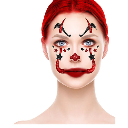 Pegatinas Cara Halloween Payaso Purpurina 20cm