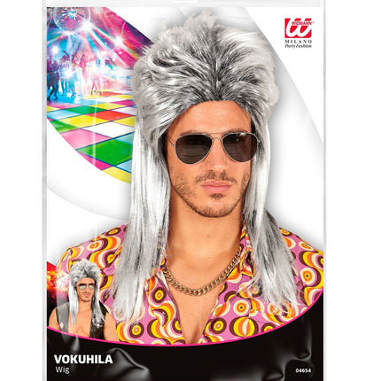 Peluca 80s Aso Larga Gris