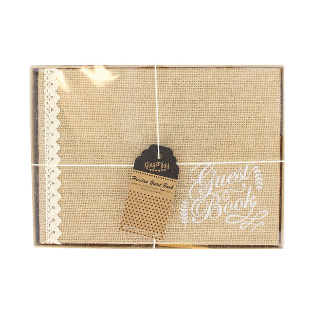 Libro de invitados de boda de yute