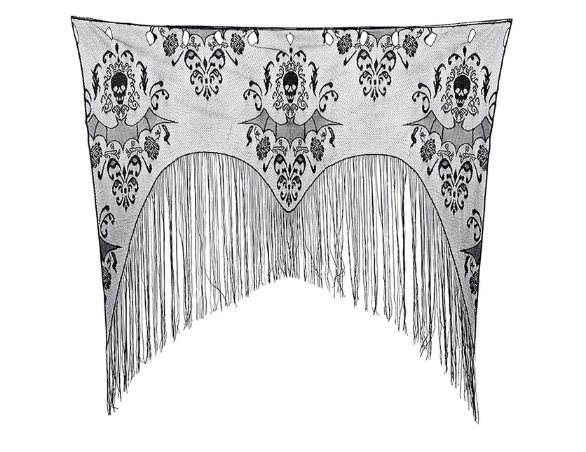 Cortina de Puerta de Halloween Negra de Encaje con Cuerdas