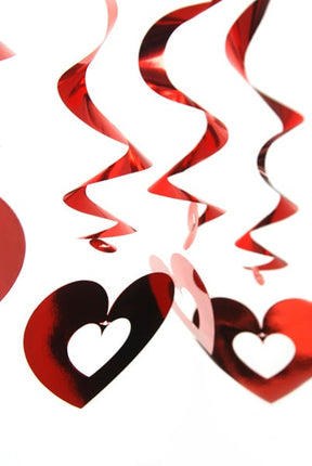 Decoración Colgante Corazones Rojo 60cm 5pcs