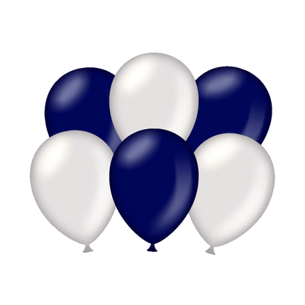 Globos Plata/Azul Oscuro Metalizados 30cm 6pcs