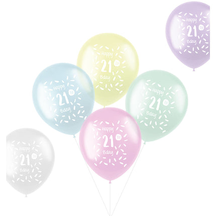 Globos Feliz 21 cumpleaños 33cm 6pcs