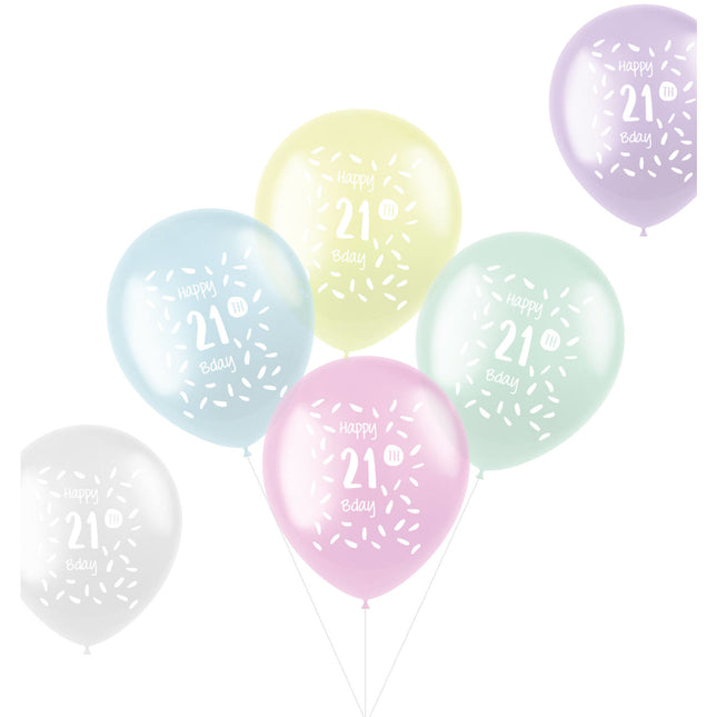Globos Feliz 21 cumpleaños 33cm 6pcs