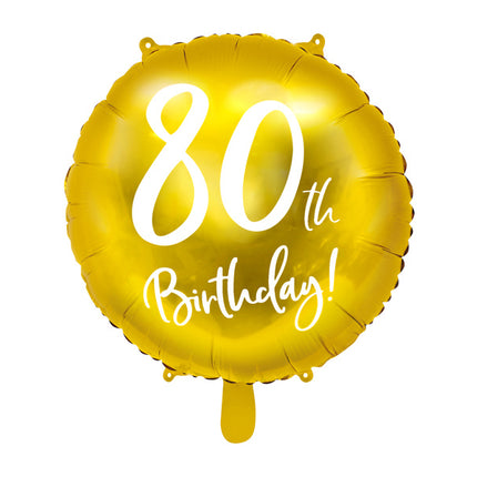 Globo de Helio 80 Cumpleaños Oro Vacío 45cm