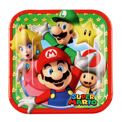 Super Mario Platos Cuadrados 18cm 8pcs