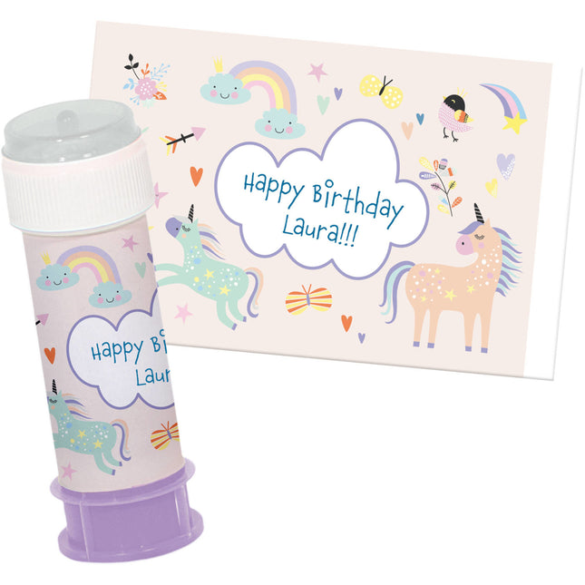 Pegatinas Unicornio Arco Iris Para Soplador de Burbujas 6pcs