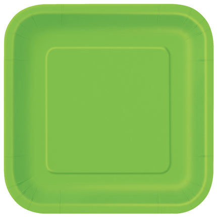 Platos Cuadrados Verde Lima 23cm 14pcs