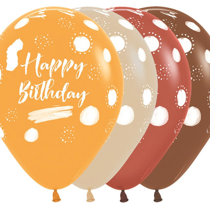 Globos Feliz Cumpleaños Terra Natural Mix 30cm 25pcs