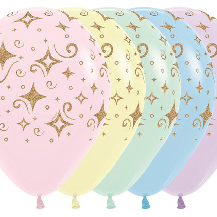 Globos Golden Diamonds Glitter Ink Mix 30cm 25pcs