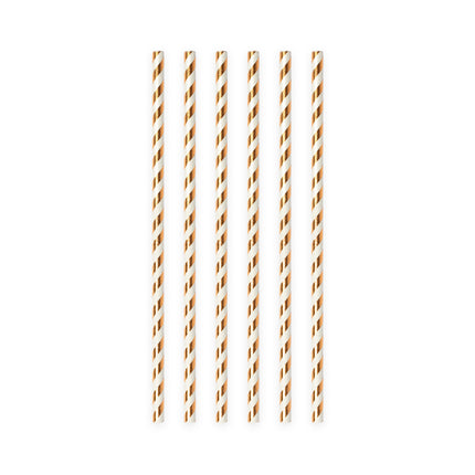 Pajitas de Papel Oro Rosa Rayas 19.7cm 20pcs