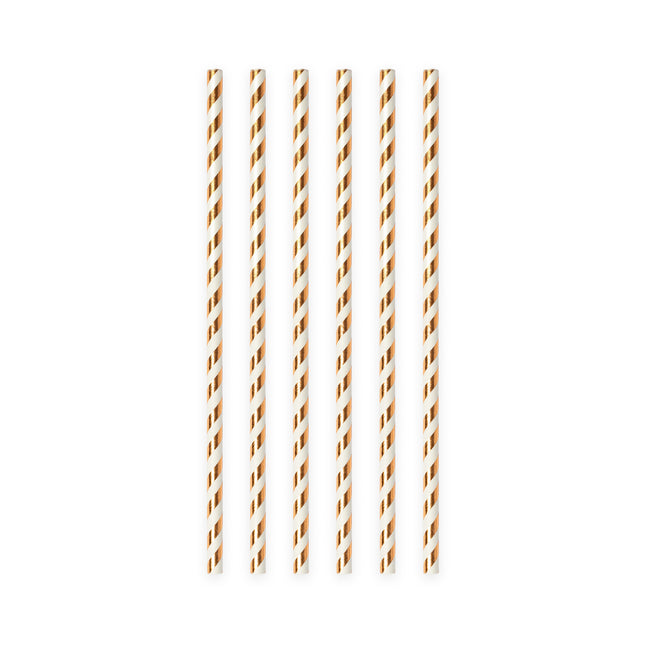 Pajitas de Papel Oro Rosa Rayas 19.7cm 20pcs