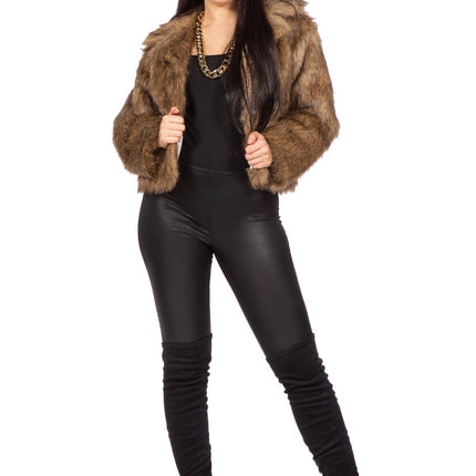 Chaqueta de piel marrón Mujer