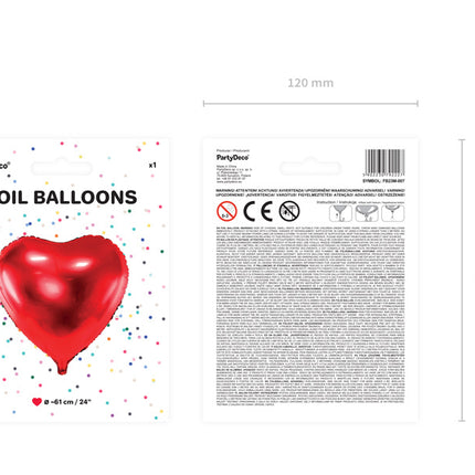 Globo de Helio Corazón Rojo Vacío 61cm
