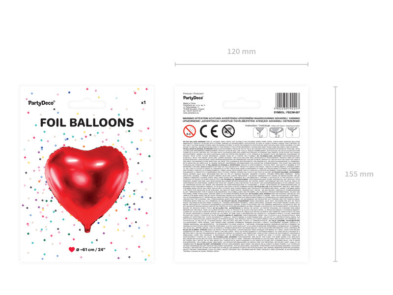 Globo de Helio Corazón Rojo Vacío 61cm