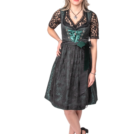 Negro Verde Vestido Dirndl Oktoberfest Mujer Jaquard