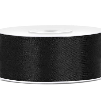 Cinta de raso negra 25mm 25m