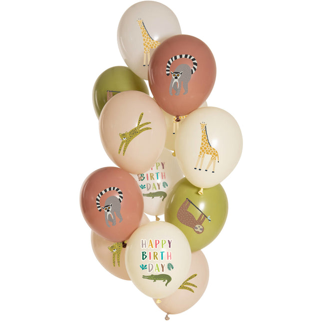 Globos Feliz Cumpleaños Animales de la Selva 33cm 12pcs