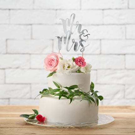 Adorno para tarta Feliz Cumpleaños Plata 25,5cm