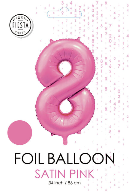 Globo Figura Rosa 8 Años Brillo 86cm