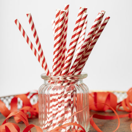 Pajitas de Papel Rayas Rojas 19.7cm 20pcs
