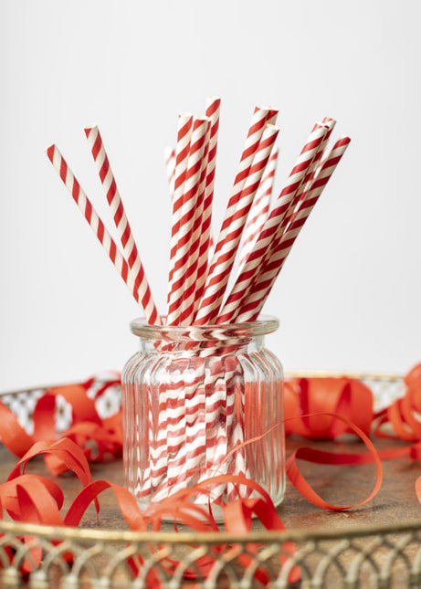 Pajitas de Papel Rayas Rojas 19.7cm 20pcs