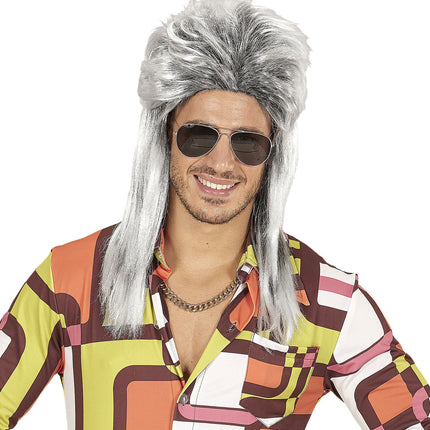 Peluca 80s Aso Larga Gris