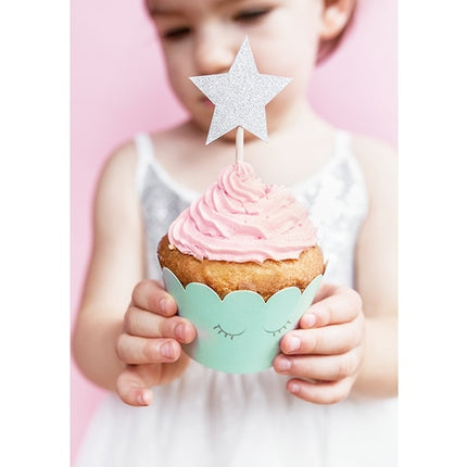 Cupcake Toppers Estrella Plata 6pcs