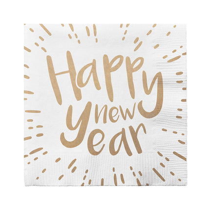 Servilletas Blancas Feliz Año Nuevo 33cm 20pcs
