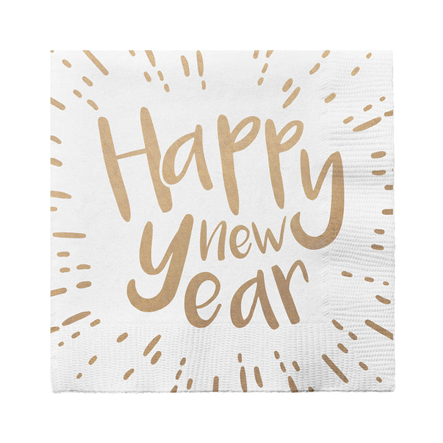 Servilletas Blancas Feliz Año Nuevo 33cm 20pcs
