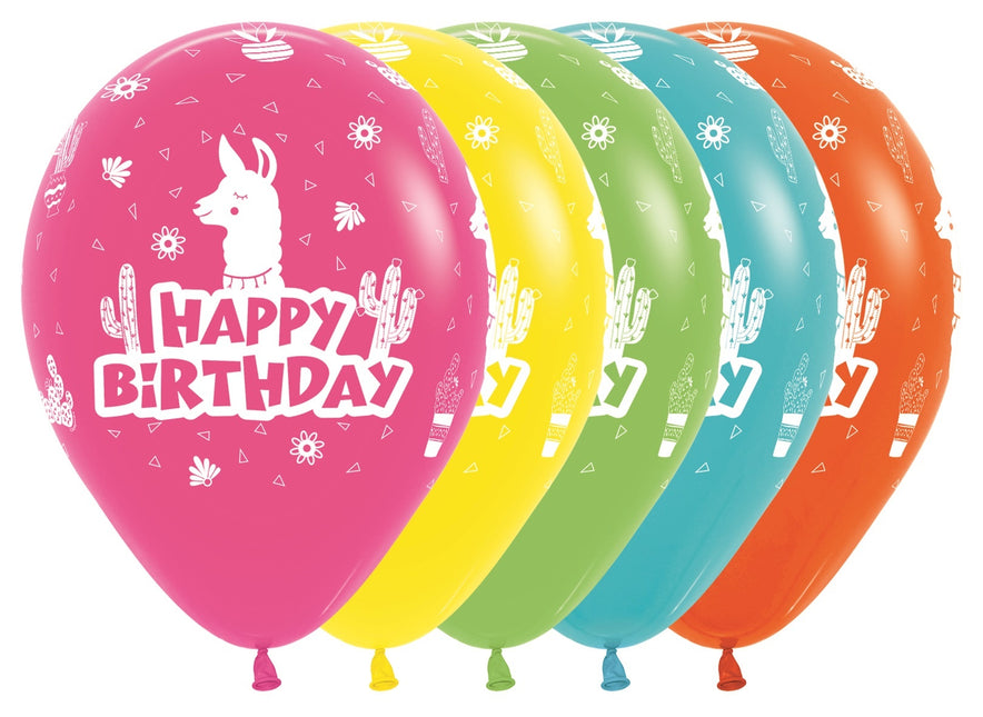 Globos Feliz Cumpleaños Lama 30cm 25pcs