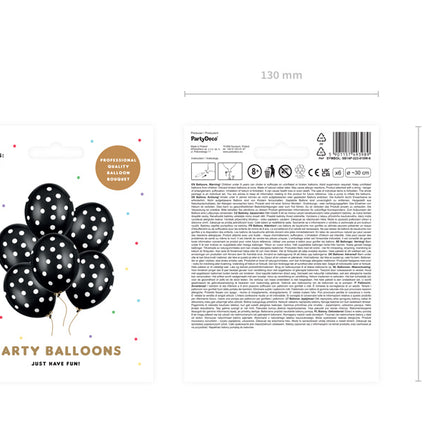 Globos Negros Lunares Blancos 30cm 6pcs