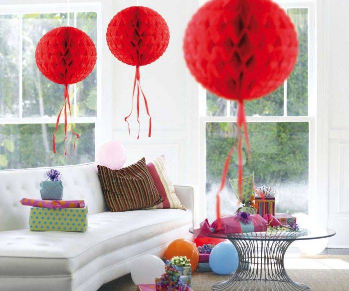 Bola Panal Flecos Rojos 30cm