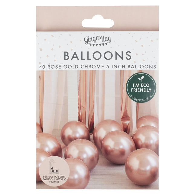 Globos Oro Rosa Cromados 13cm 40pcs