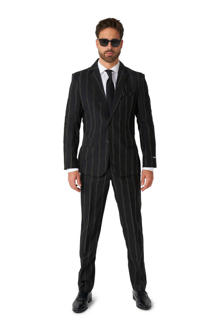Traje negro a rayas para hombre <tc>Suitmeister</tc>