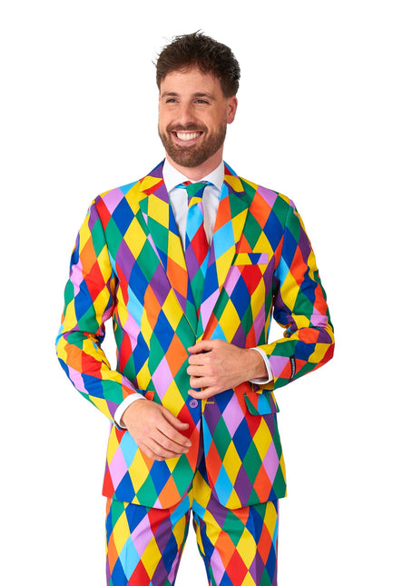 Traje de payaso arco iris para hombre <tc>Suitmeister</tc>
