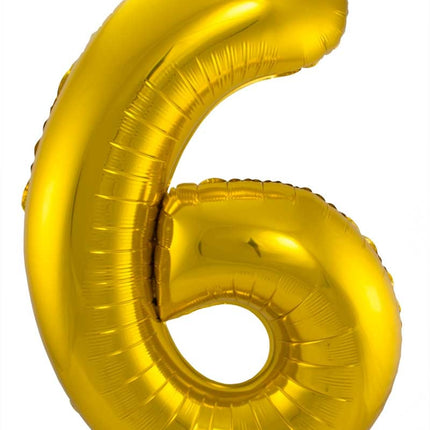 Globo Foil Figura 6 Oro Metalizado XL 86cm vacío