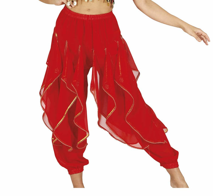 Pantalones de danza del vientre Rojo Señoras Lujo