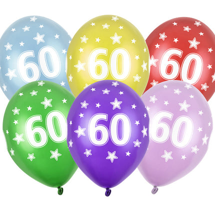 Globos 60 Años Coloreados Metálicos 30cm 6pcs