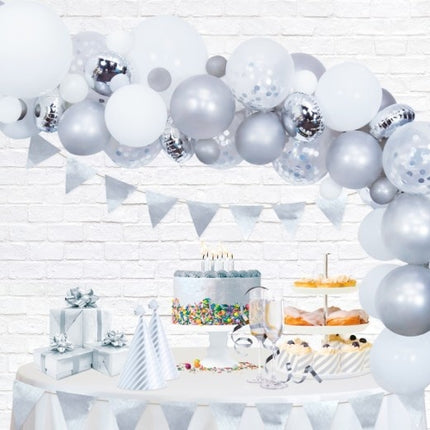 Arco de Globo Hecho en Casa Set Plata 4m