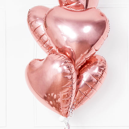Globo de Helio Corazón Oro Rosa Vacío 45cm