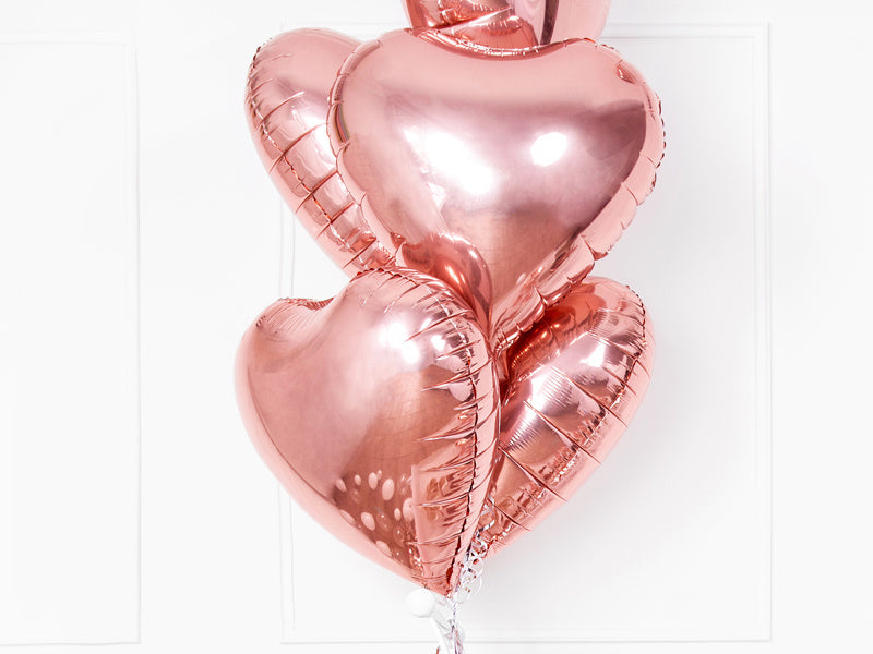 Globo de Helio Corazón Oro Rosa Vacío 45cm