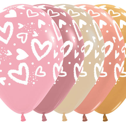 Globos Corazones Brillantes Mix 30cm 25pcs