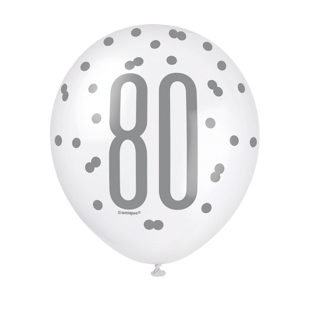 Globos 80 Años Puntos 30cm 6pcs