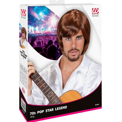Peluca Marrón Popstar 70'S